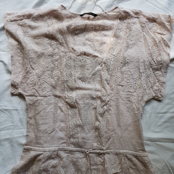 Women's Zara Pink Cotton Beach Cover, Size M - Picture 1 of 7